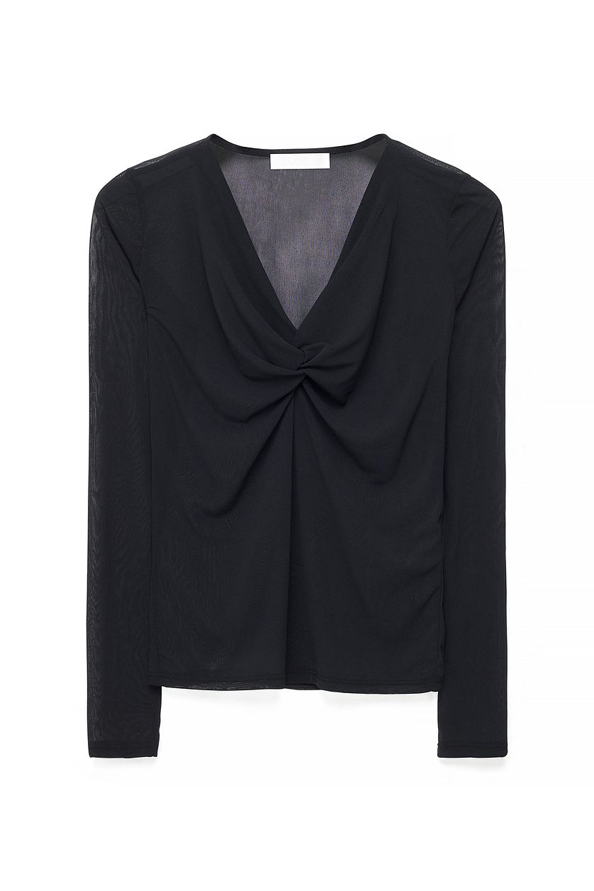 Top in mesh con dettaglio twist - Nero