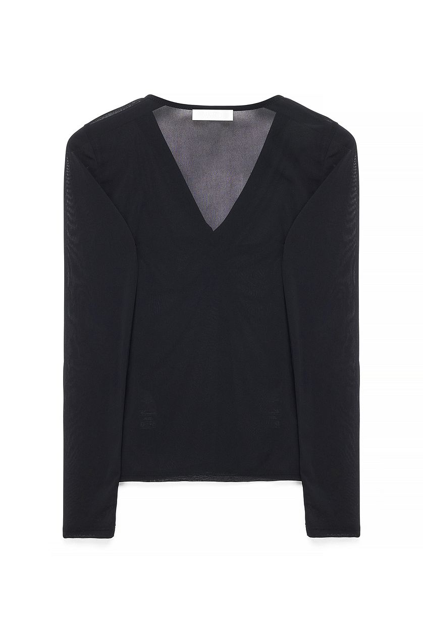 Top in mesh con dettaglio twist - Nero