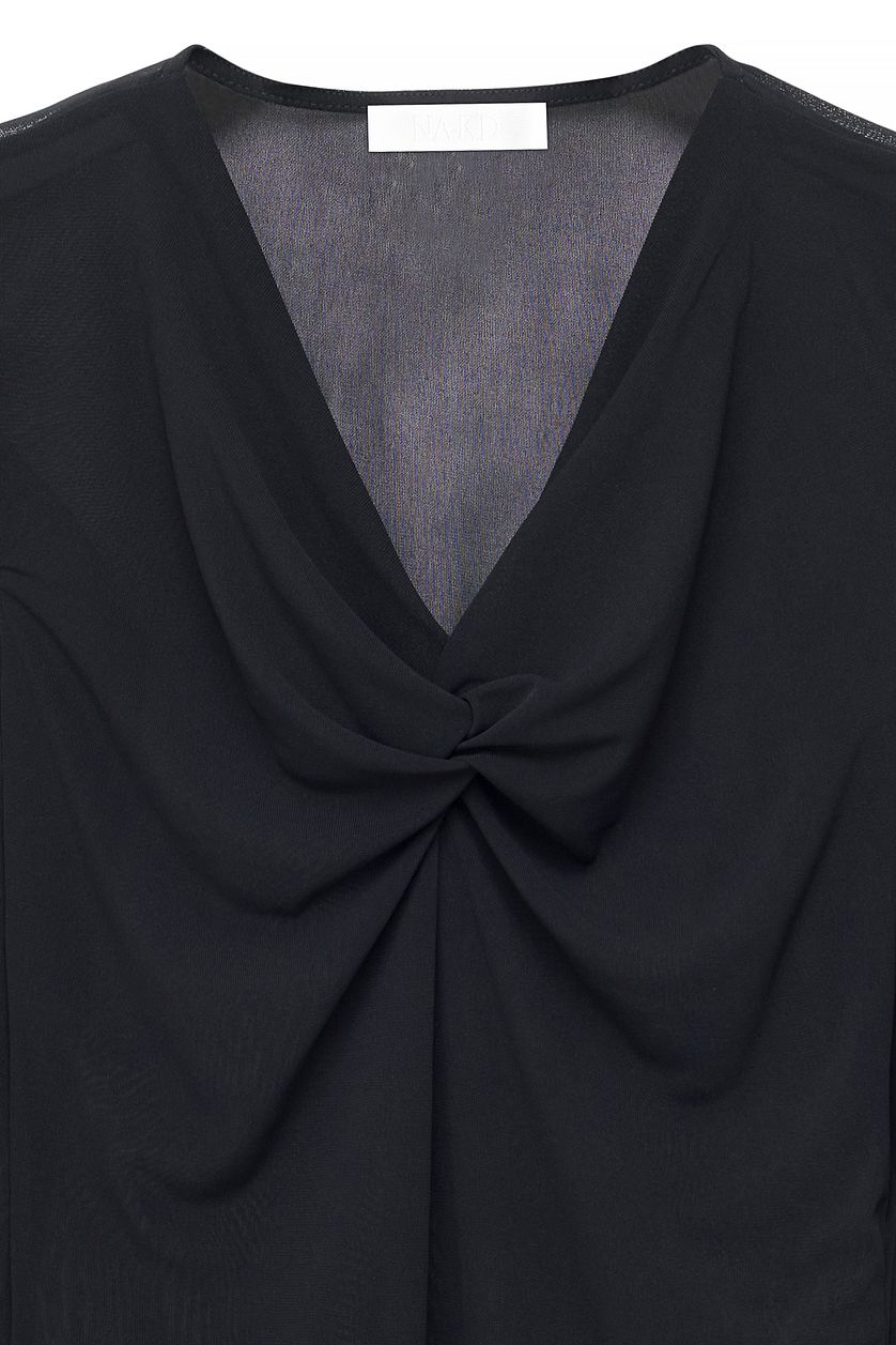 Top in mesh con dettaglio twist - Nero