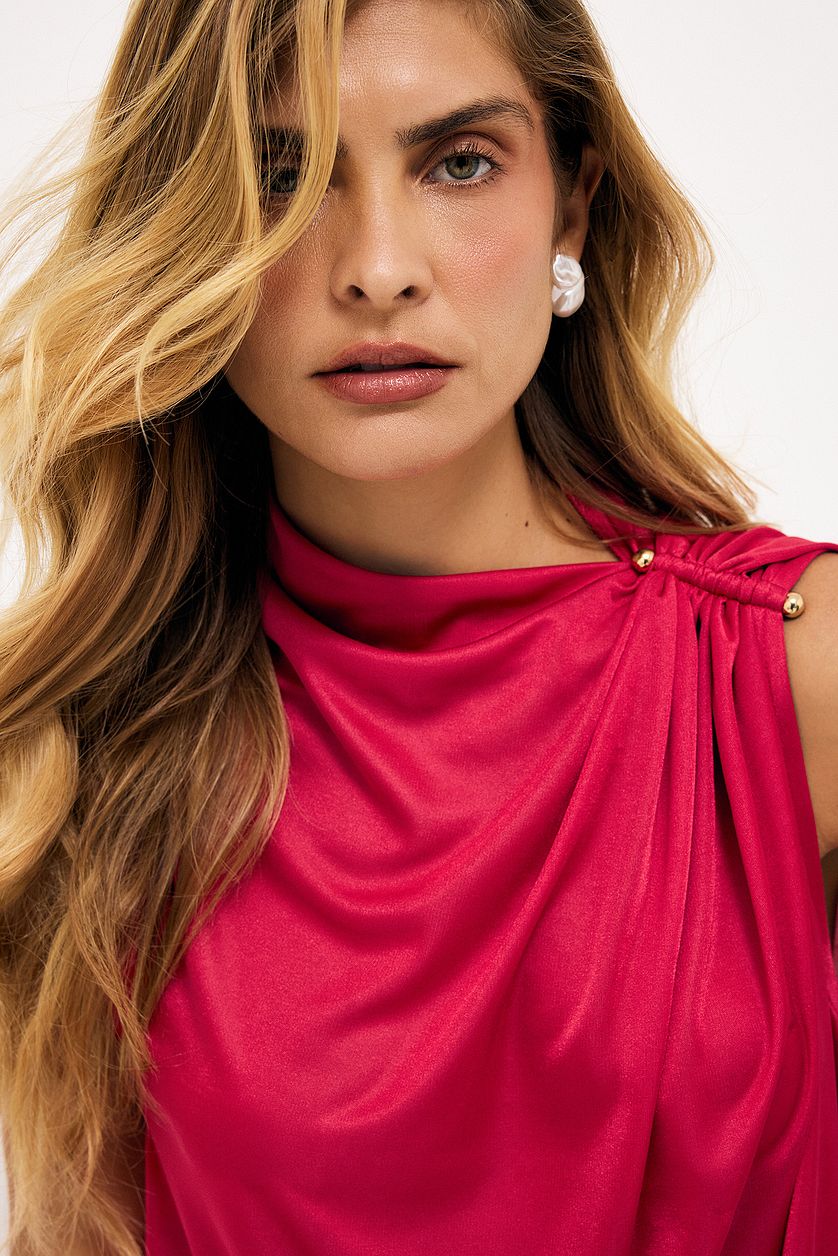 Top oversize con fibbia - Rosso