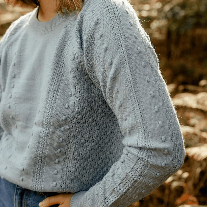 Pull Malo Tricot Bleu Chiné 100% Laine - Femme