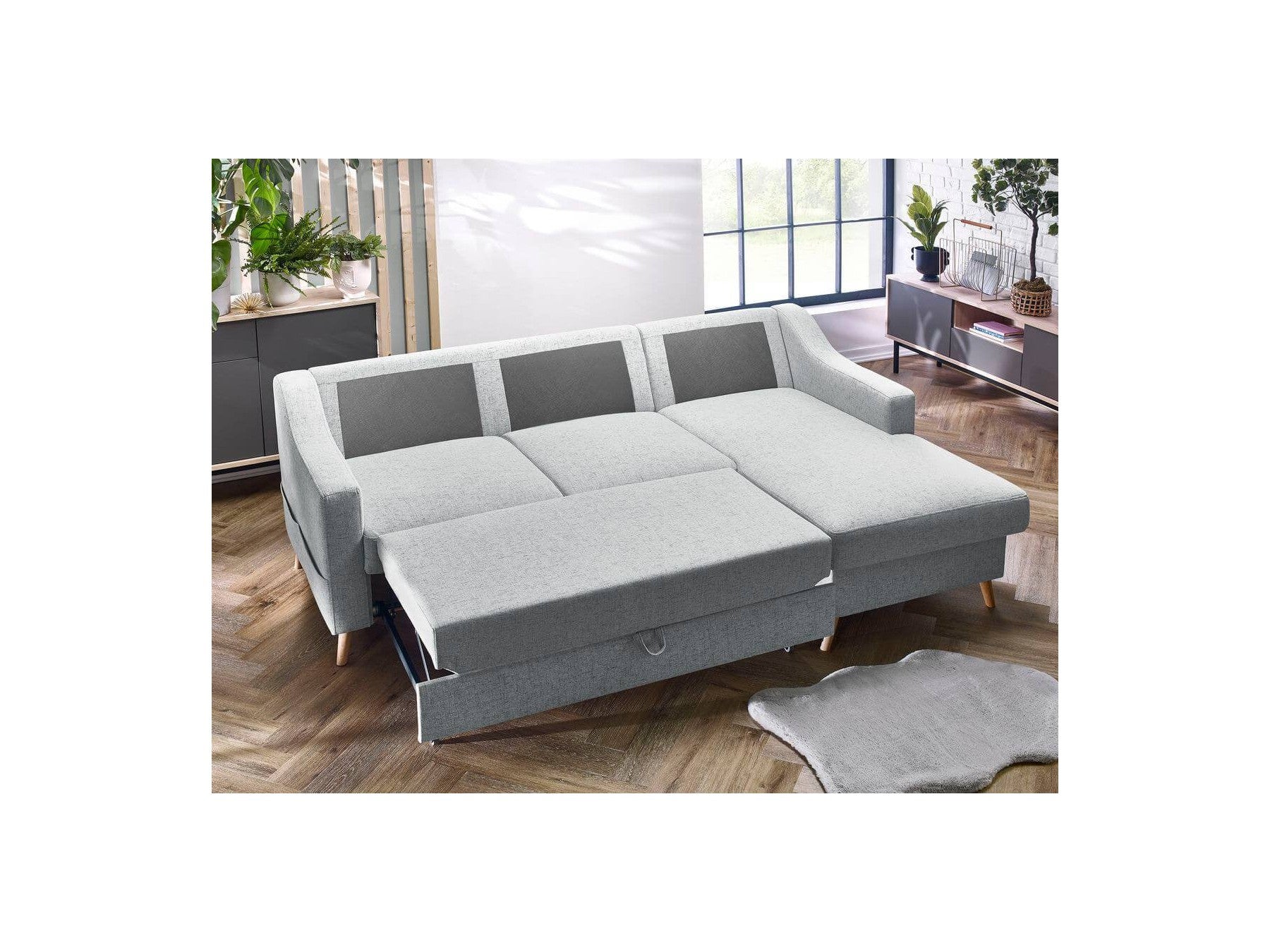 Corner Sofa Bed with Storage Sweden - Right-Hand Corner