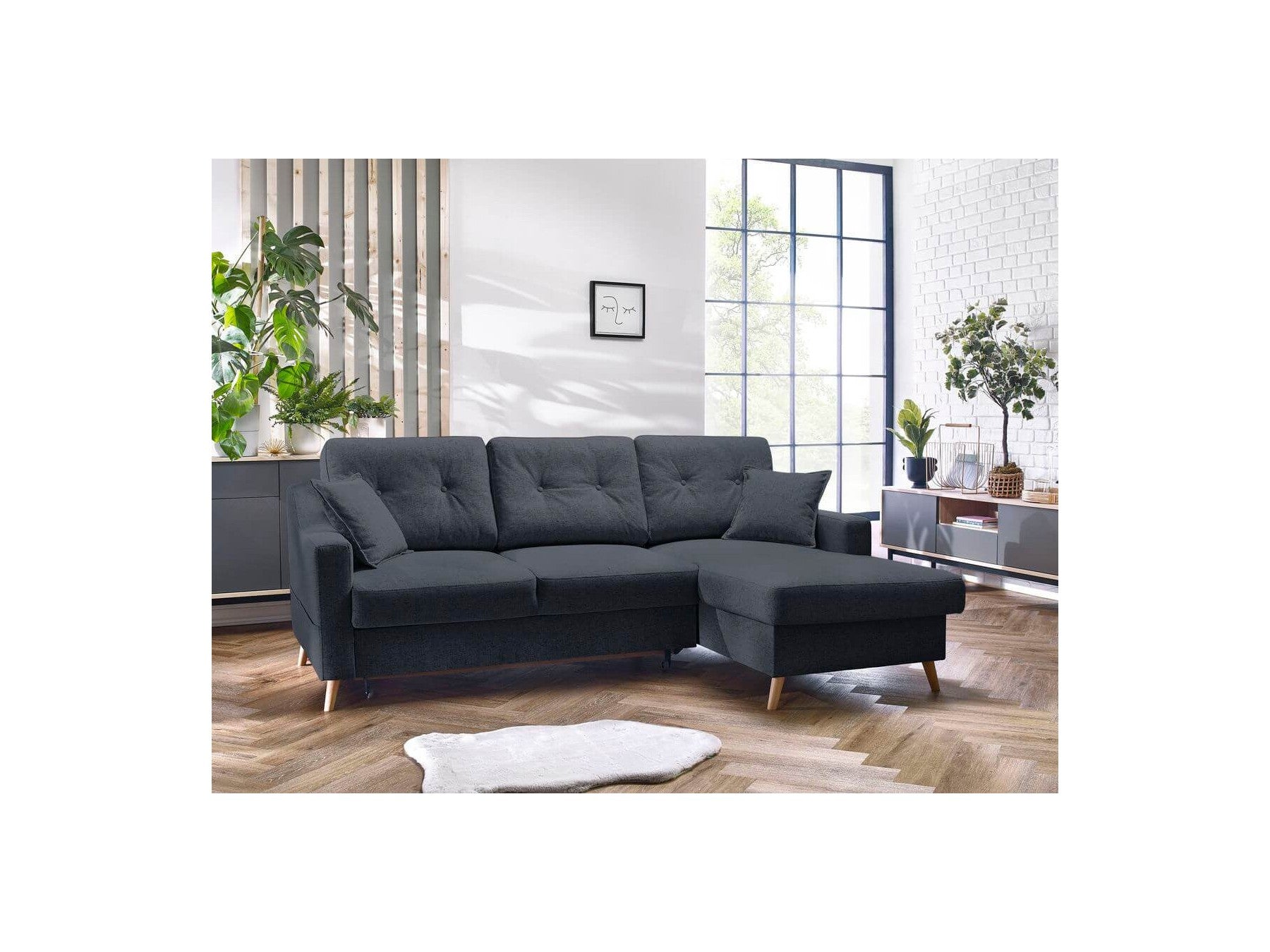 Corner Sofa Bed with Storage Sweden - Right-Hand Corner