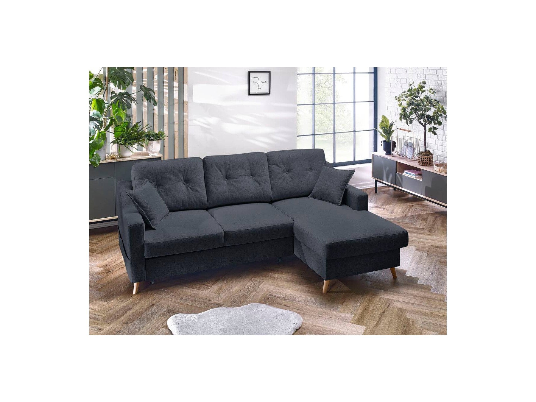Corner Sofa Bed with Storage Sweden - Right-Hand Corner