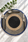 Luna - Set De Table Rond - Jonc De Mer - Bleu