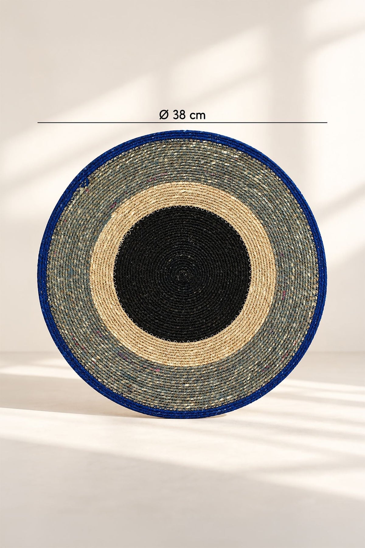Luna - Set De Table Rond - Jonc De Mer - Bleu