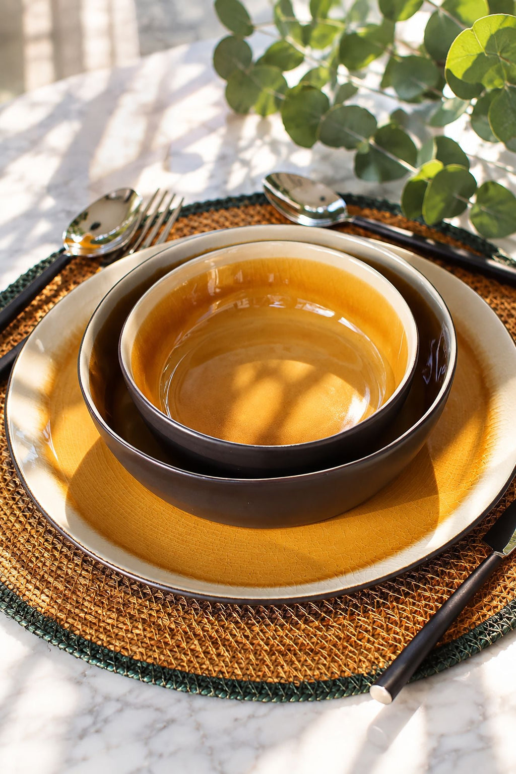 Luna - Set De Table Rond - Jonc De Mer - Terracotta