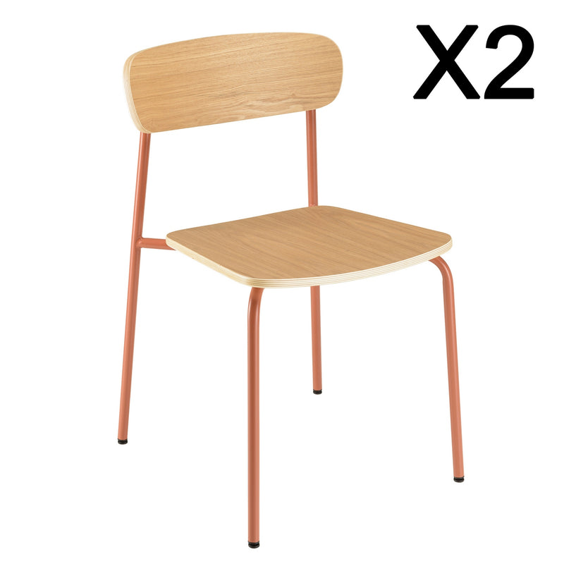 Tom - Set of 2 Chairs - Terracotta