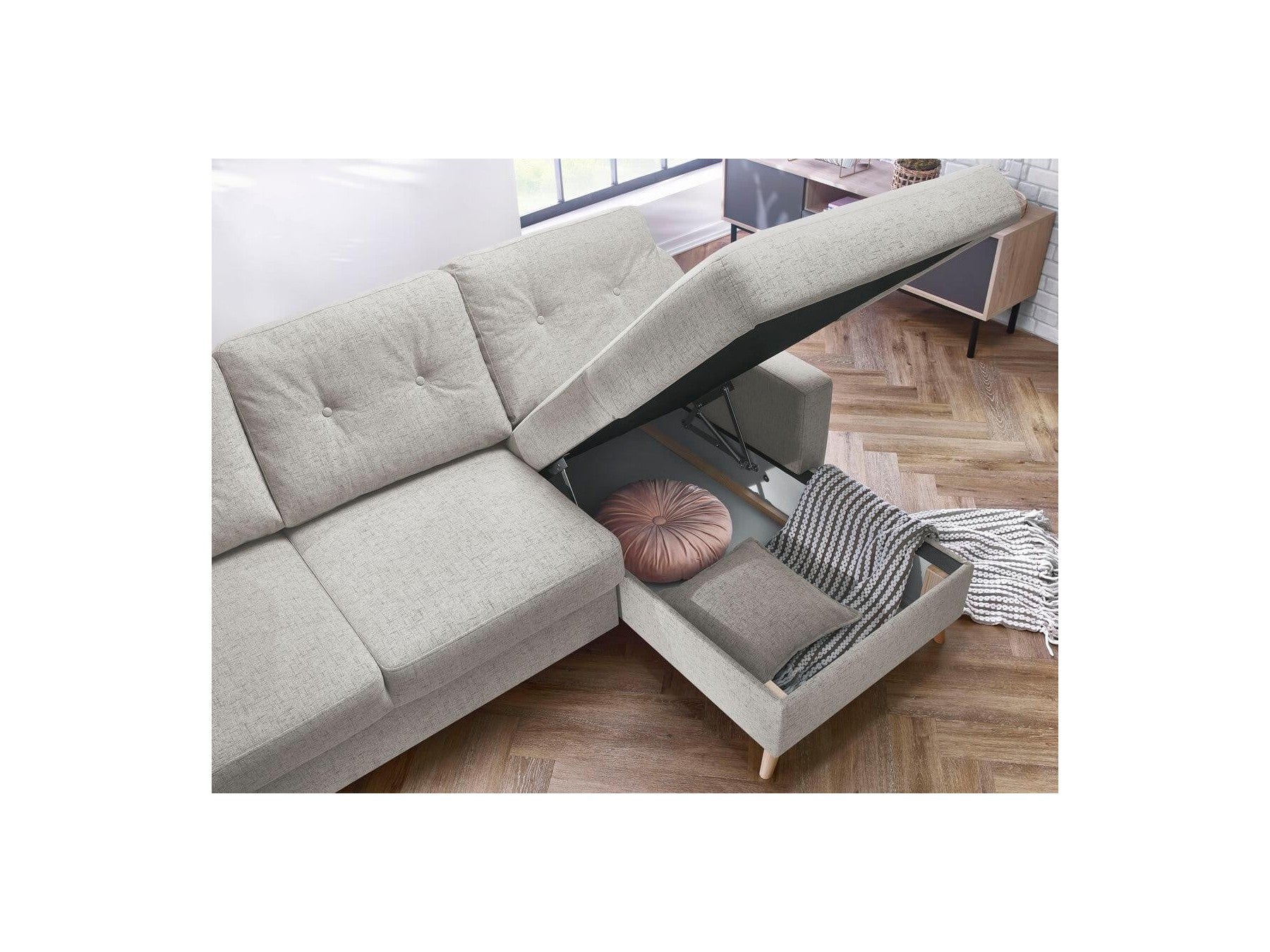 Corner Sofa Bed with Storage Sweden - Right-Hand Corner