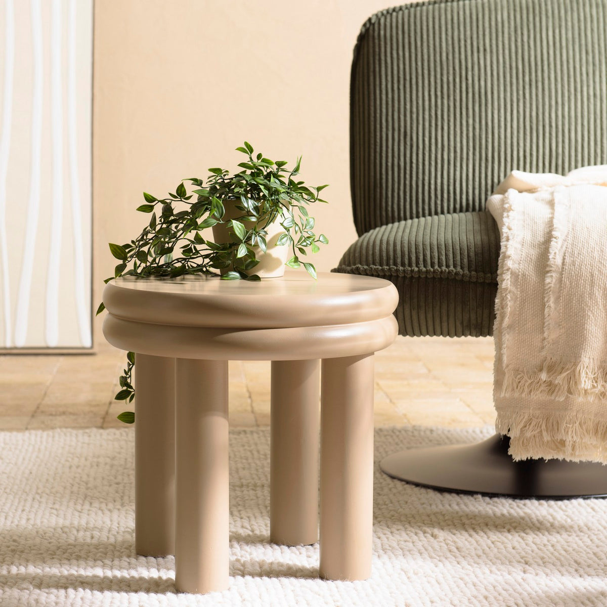 Agathe - Side Table & Pedestal Table - Taupe