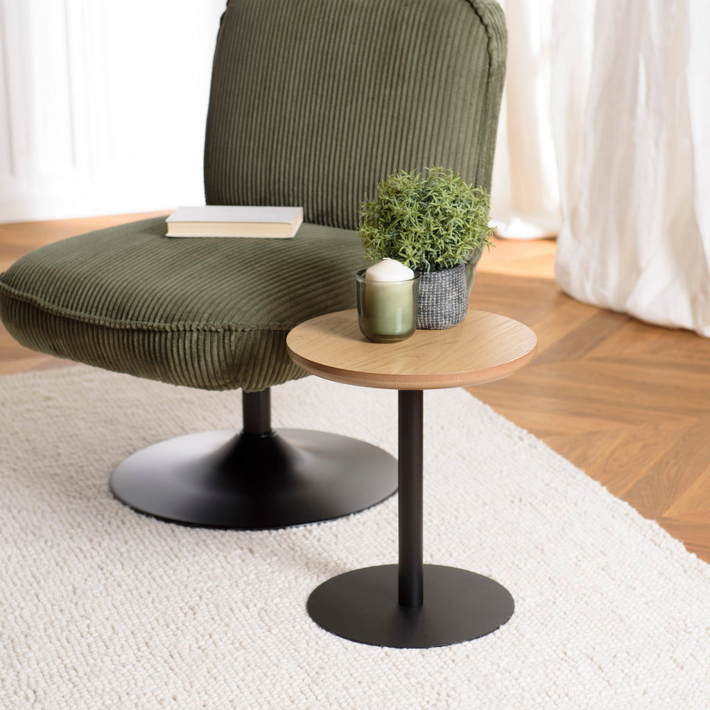 Agathe - Side Table & Pedestal Table - Light Wood/Black
