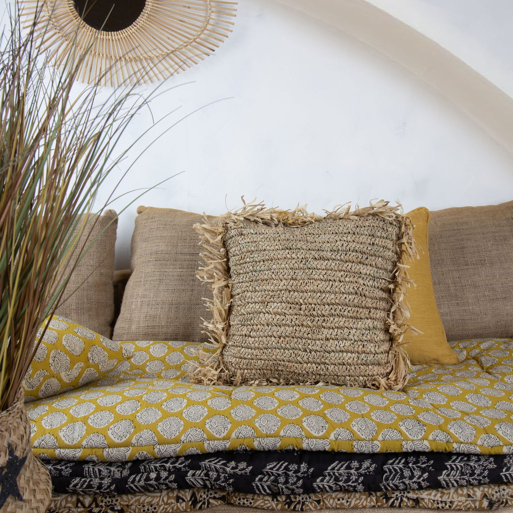 Syros - Coussin Carré - Raphia - Naturel