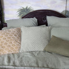 Gali Cushion - Green Cotton With Embossed Patterns