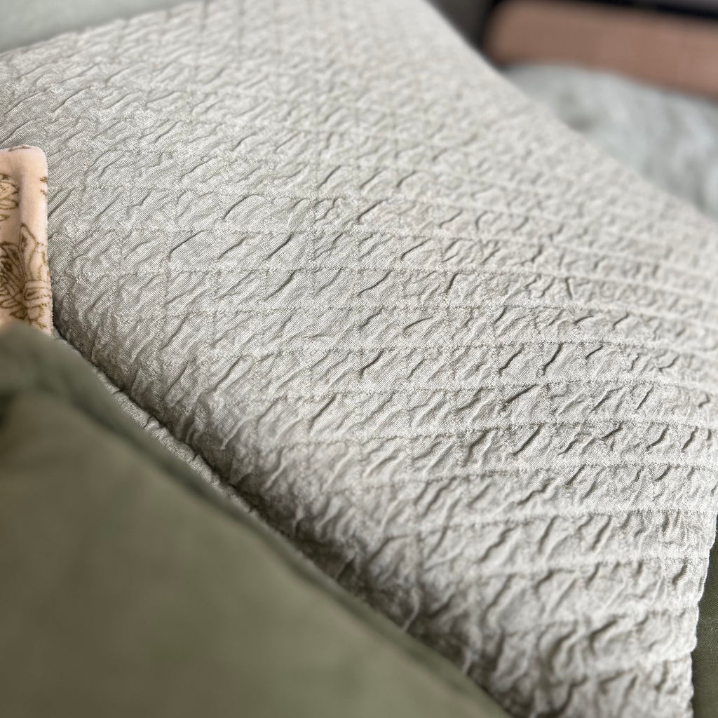 Gali Cushion - Green Cotton With Embossed Patterns