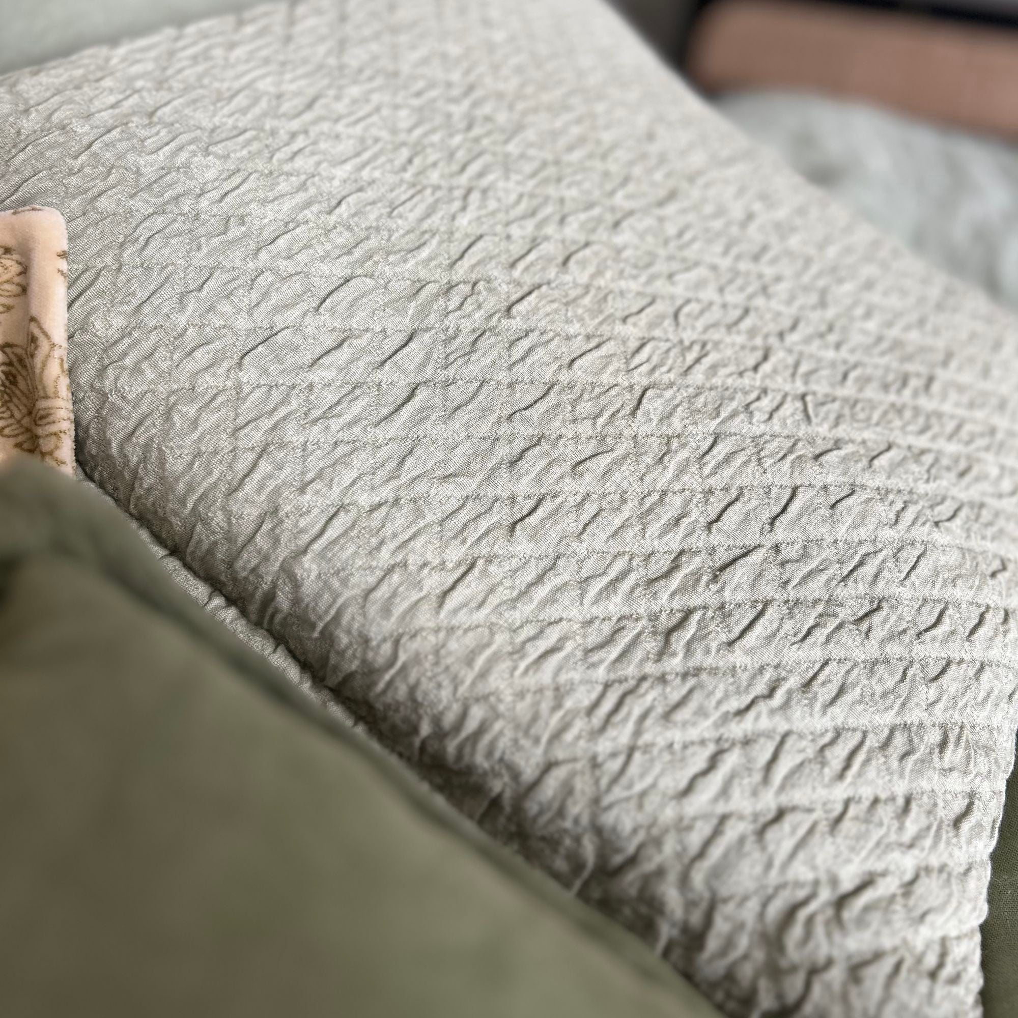 Gali Cushion - Green Cotton With Embossed Patterns