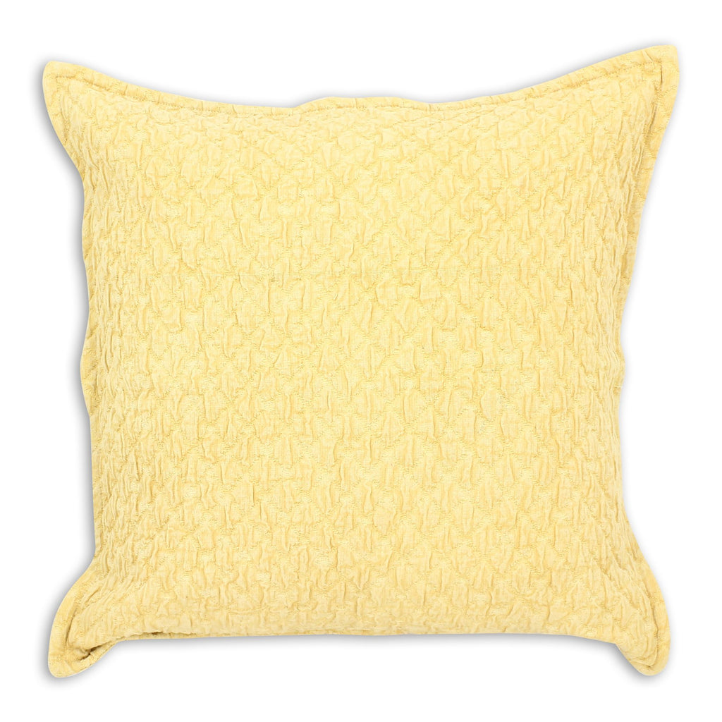 Gali Cotton Cushion With Embossed Patterns - Yellow