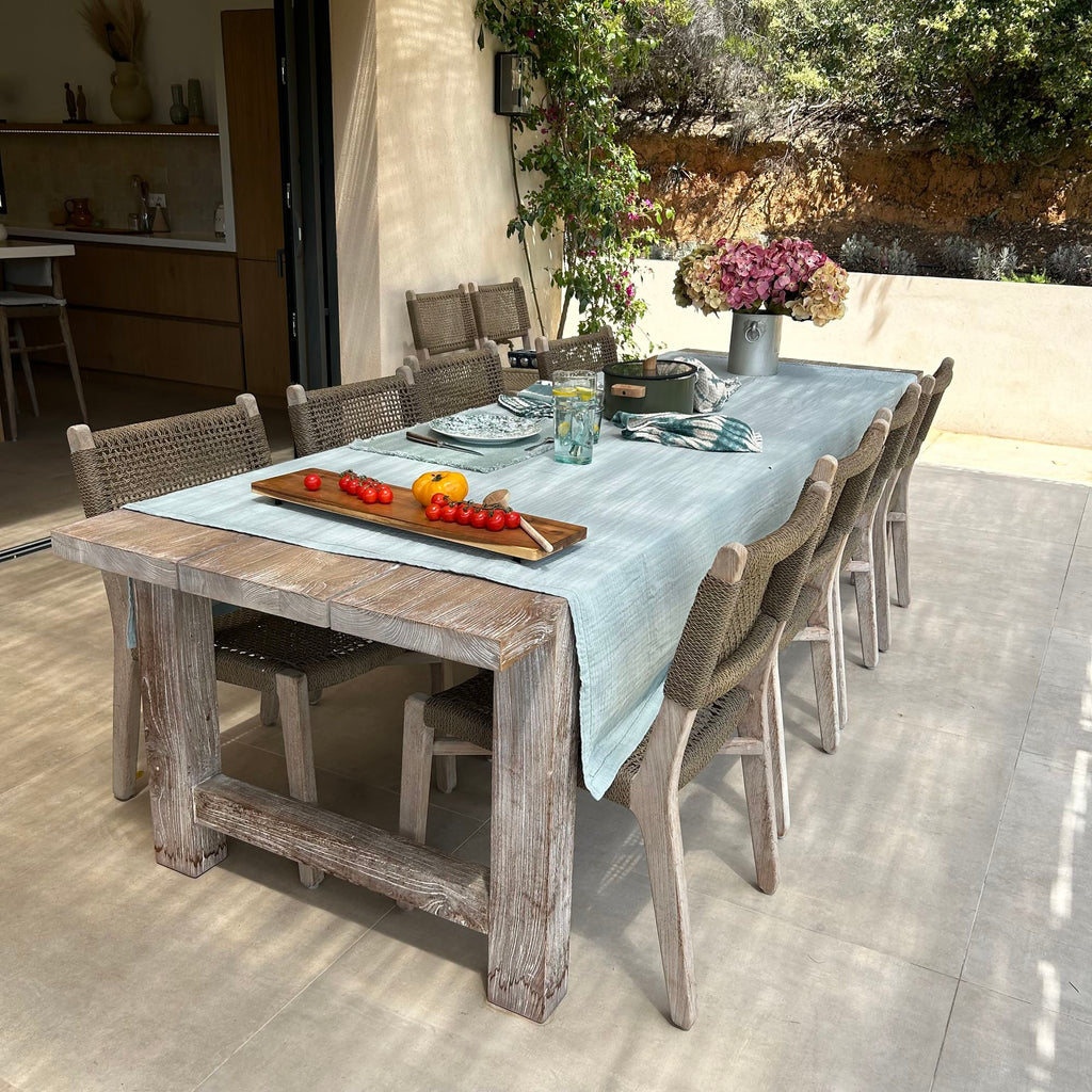 Camaro Double Tablecloth in Washed Celadon Green Cotton 150X250 Cm