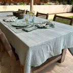 Camaro Double Tablecloth in Washed Celadon Green Cotton 150X250 Cm