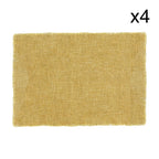 Set of 4 Anoki Fringed Placemats in Mimosa Yellow Plain Fabric