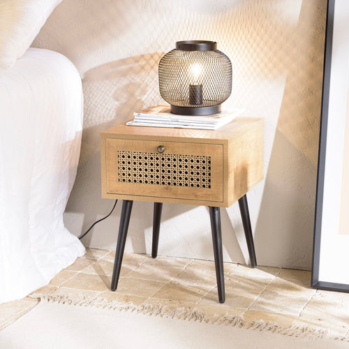 Mesita de noche - Charlie - Marrón - Negro