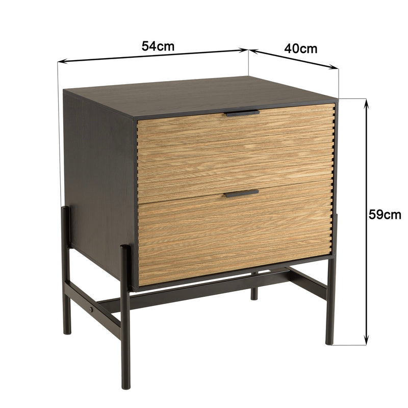 Mesita de noche - Charlie - Negro - Marrón