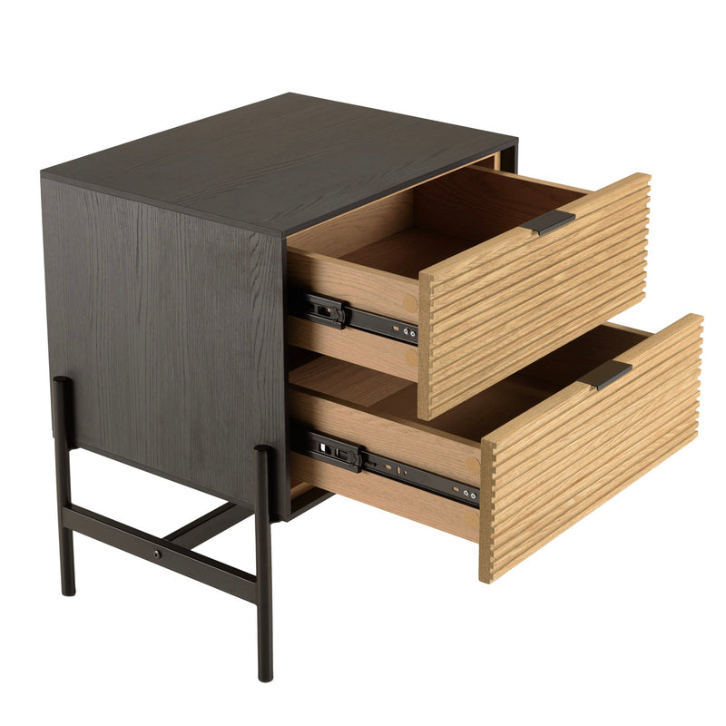 Mesita de noche - Charlie - Negro - Marrón