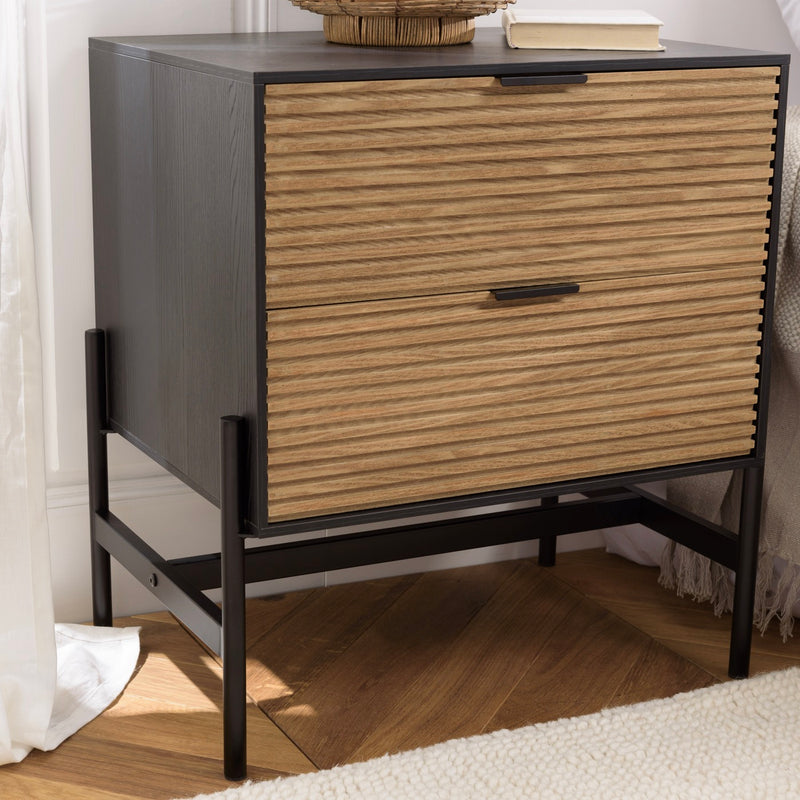 Mesita de noche - Charlie - Negro - Marrón