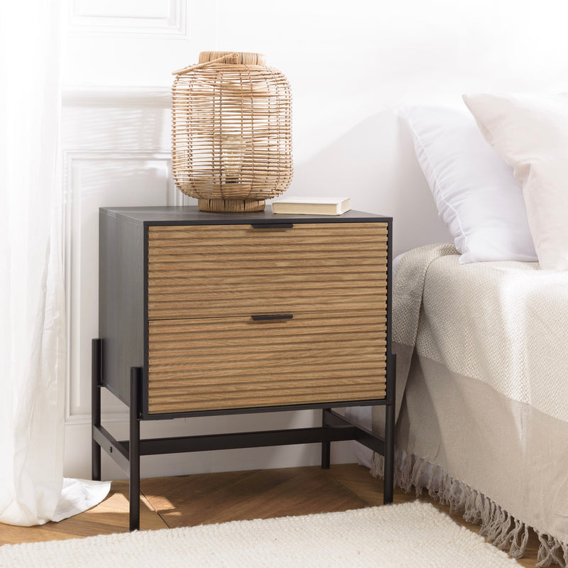 Mesita de noche - Charlie - Negro - Marrón