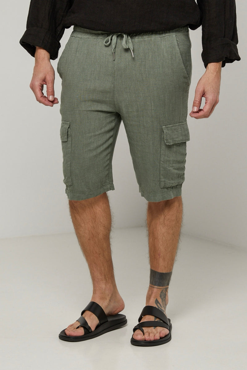 Autour Du Lin - Short - Kaki - Homme