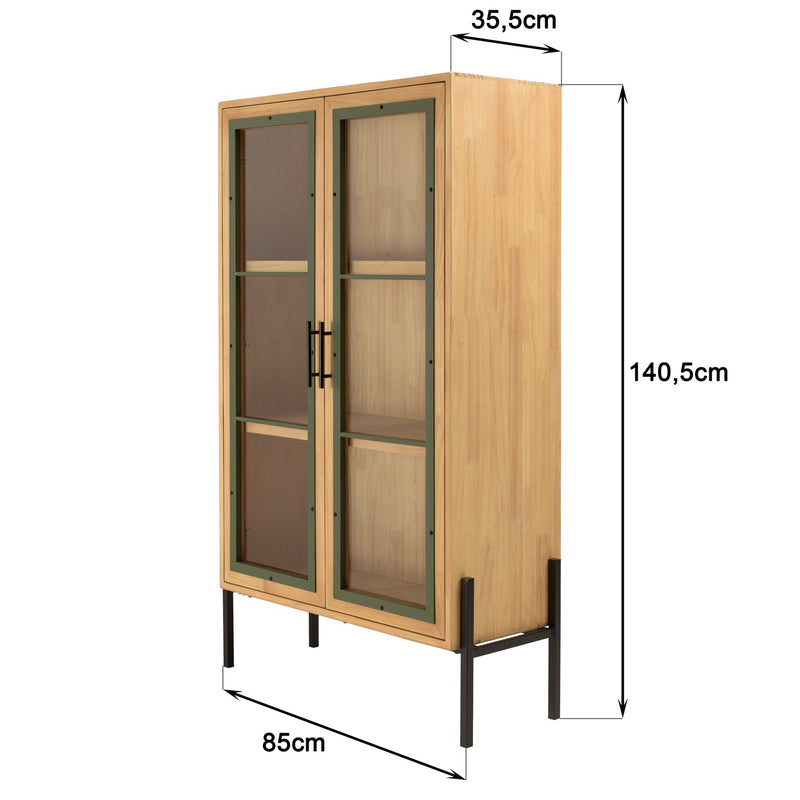 Cómoda Y Vitrina - Helena - Madera Clara - Verde - Negro