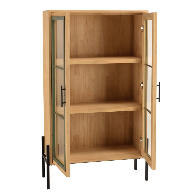 Cómoda Y Vitrina - Helena - Madera Clara - Verde - Negro