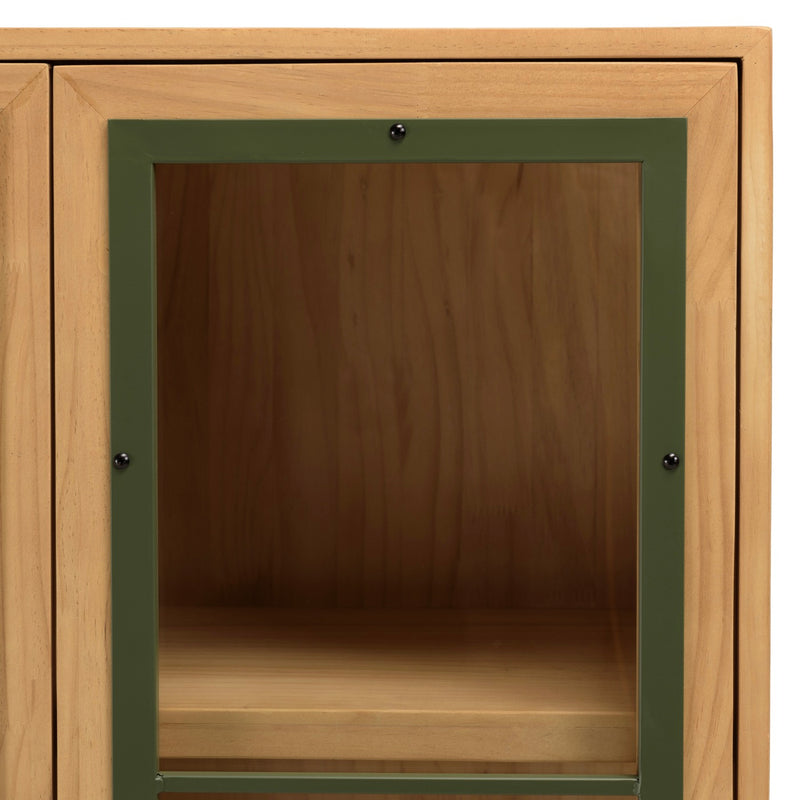 Cómoda Y Vitrina - Helena - Madera Clara - Verde - Negro