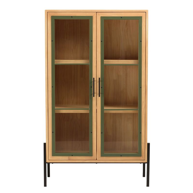 Cómoda Y Vitrina - Helena - Madera Clara - Verde - Negro