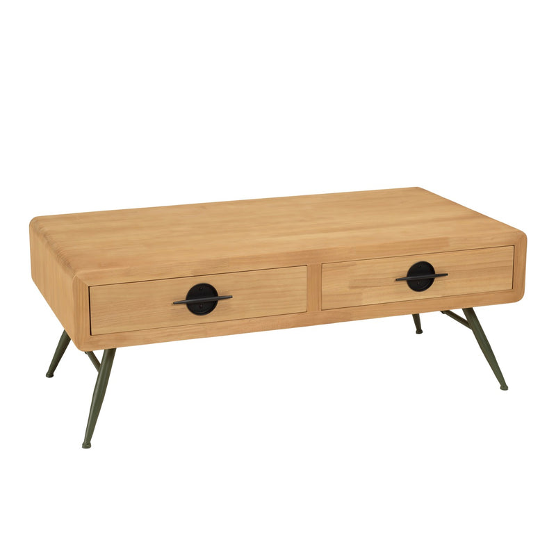 Mesa de Centro - Helena - Madera Clara - Verde - Negro