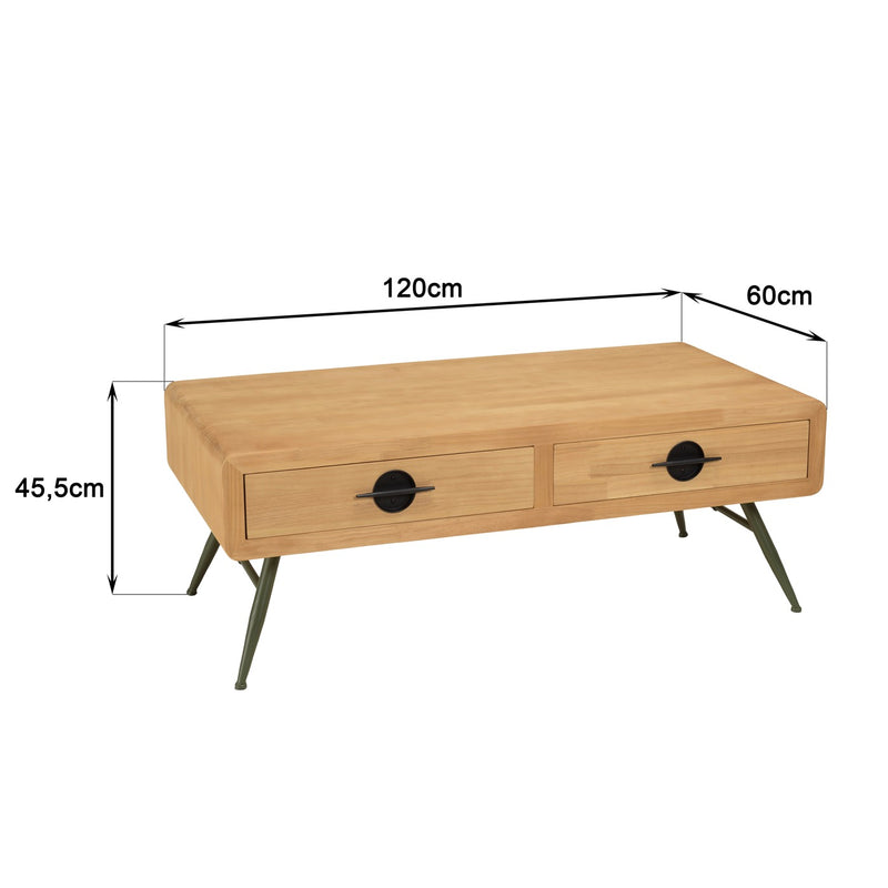 Mesa de Centro - Helena - Madera Clara - Verde - Negro