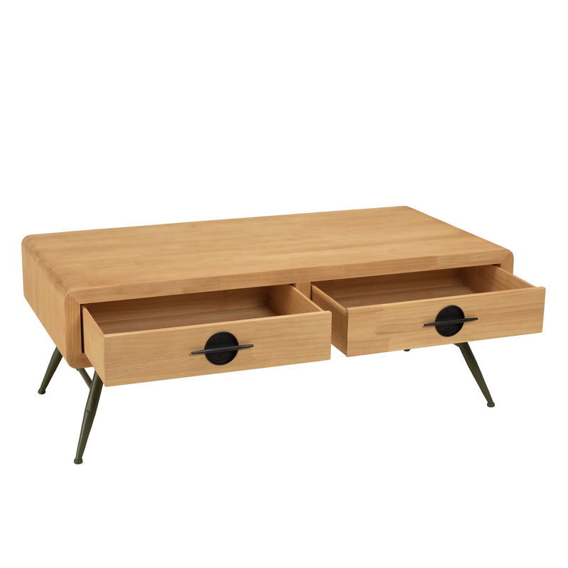 Mesa de Centro - Helena - Madera Clara - Verde - Negro