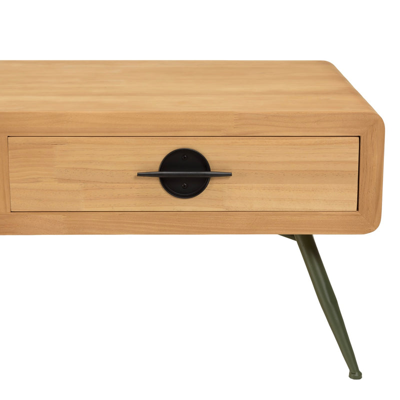 Mesa de Centro - Helena - Madera Clara - Verde - Negro