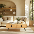 Mesa de Centro - Helena - Madera Clara - Verde - Negro