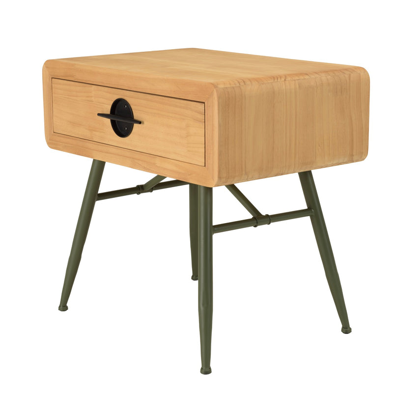 Mesita de Noche - Helena - Madera Clara - Verde - Negro