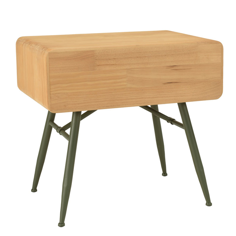 Mesita de Noche - Helena - Madera Clara - Verde - Negro