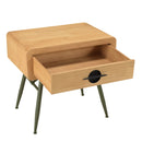 Mesita de Noche - Helena - Madera Clara - Verde - Negro