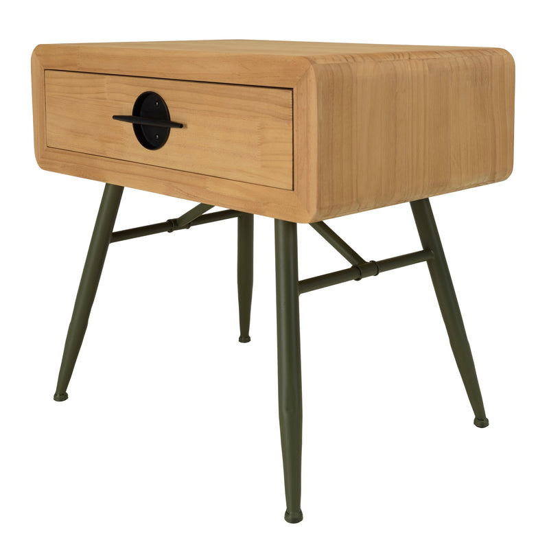 Mesita de Noche - Helena - Madera Clara - Verde - Negro