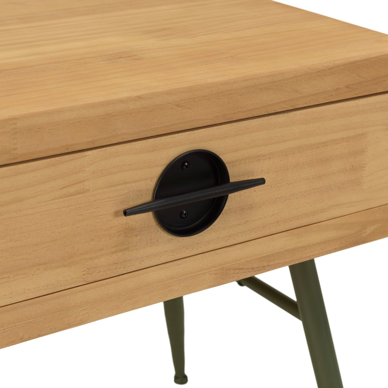 Mesita de Noche - Helena - Madera Clara - Verde - Negro