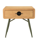 Mesita de Noche - Helena - Madera Clara - Verde - Negro