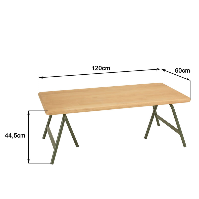 Mesa de Centro - Helena - Madera Clara - Verde