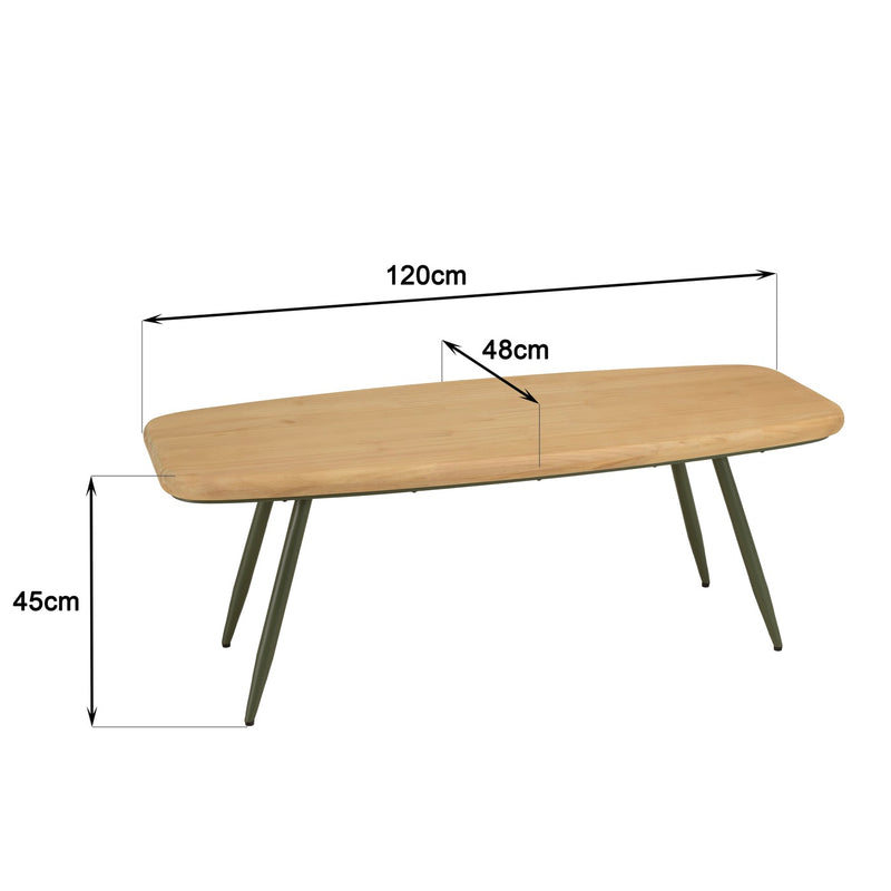 Mesa de Centro - Helena - Madera Clara - Verde