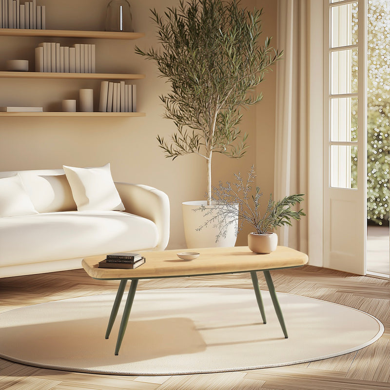 Mesa de Centro - Helena - Madera Clara - Verde