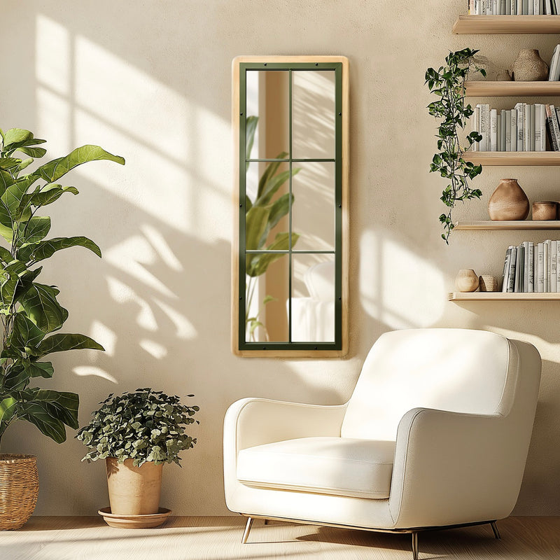 Espejo - Helena - Madera clara - Verde - Negro