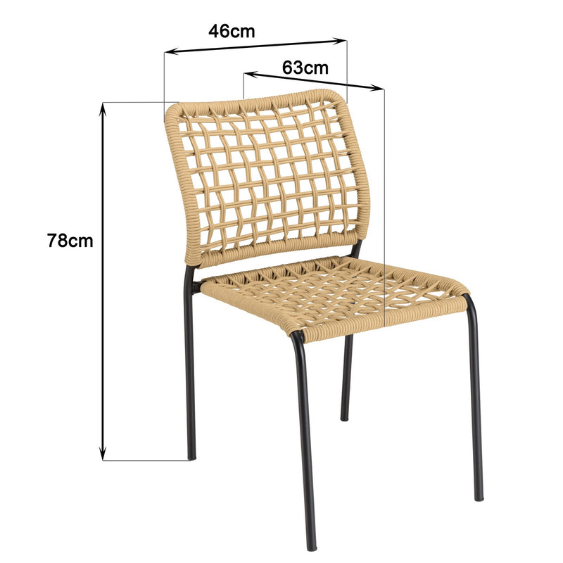 Vianney - Lot De 2 Chaises Jardin - Acier/Polyester - Noir/Beige