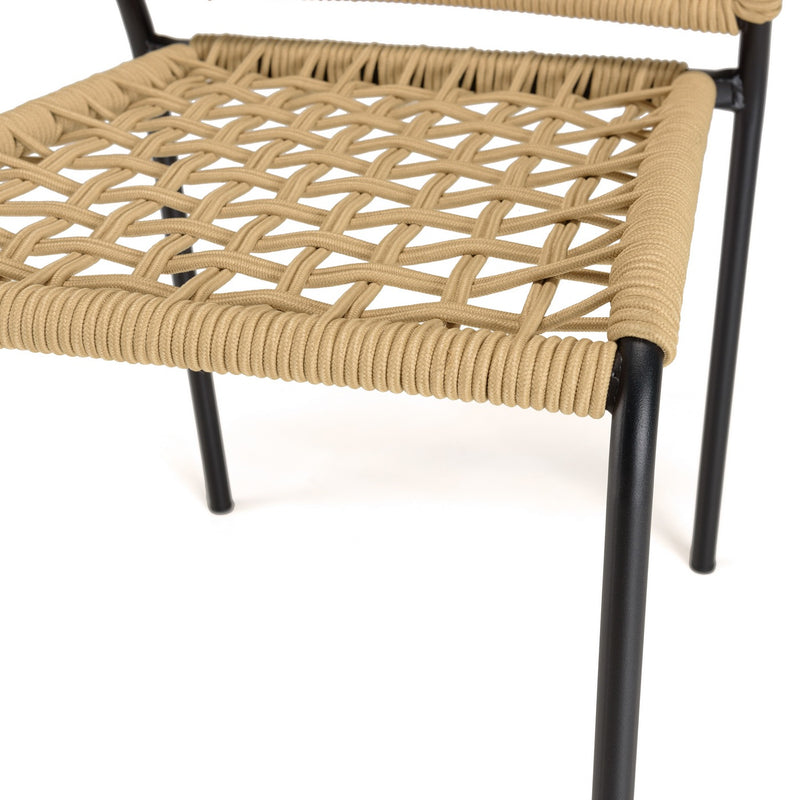 Vianney - Lot De 2 Chaises Jardin - Acier/Polyester - Noir/Beige